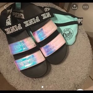 Double Strap Pink sandals & fanny pack